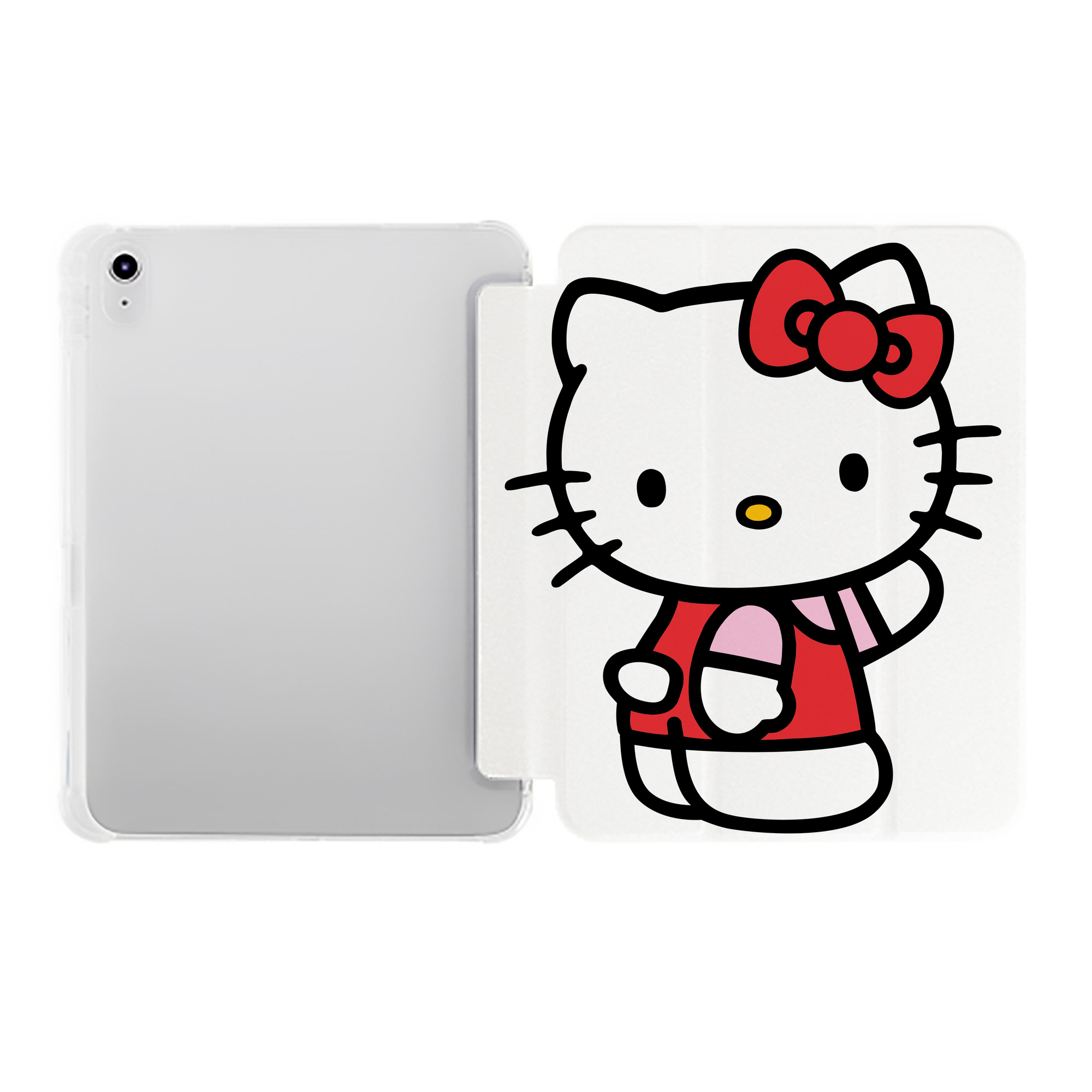 （画像用） Hello Kitty ハローキティ IPad ケース ペン収納付き 三つ折りスタンド PUレザー×シリコン 対応機種9.5/10.5/10.9インチ